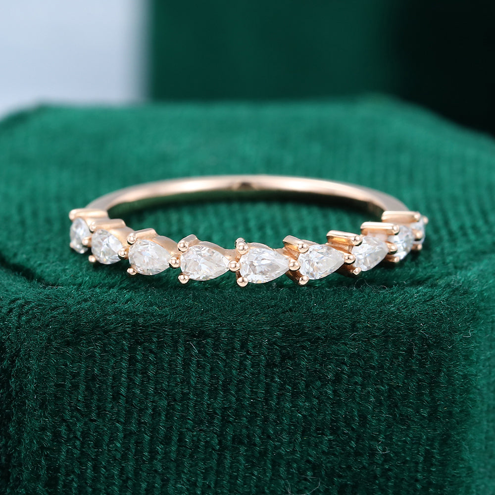 0.11 CT Pear Moissanite Half Eternity Wedding Band - farrellouise