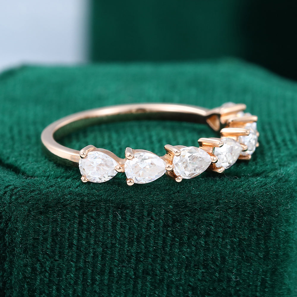 0.15 CT Pear Moissanite Half Eternity Wedding Band - farrellouise