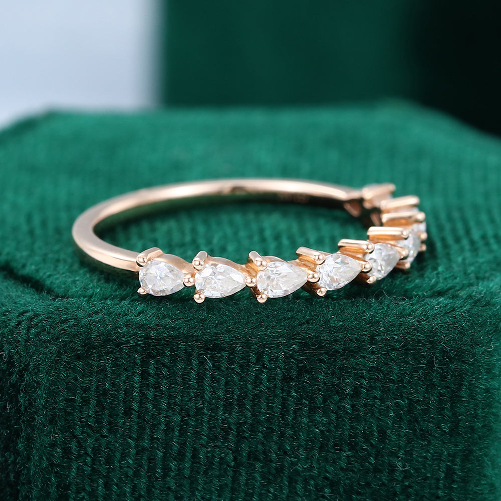 0.11 CT Pear Moissanite Half Eternity Wedding Band - farrellouise