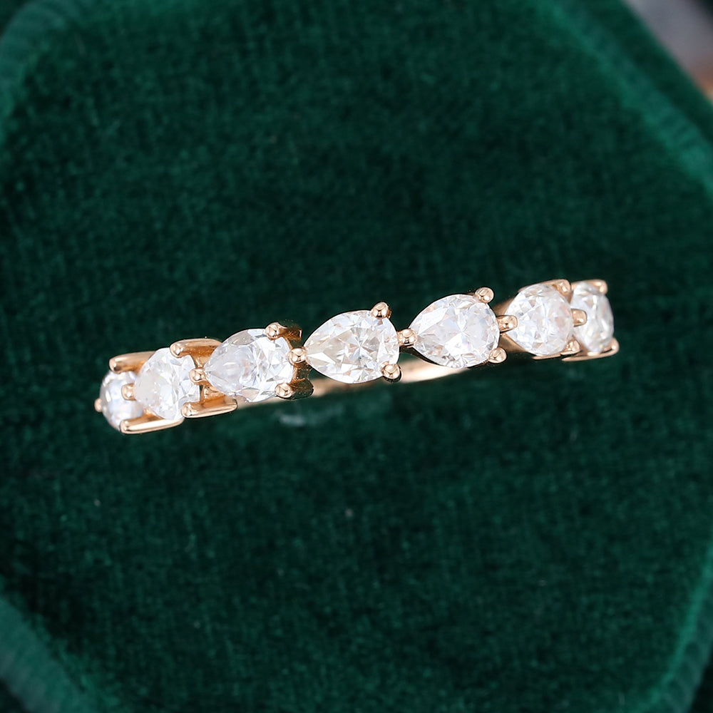 0.15 CT Pear Moissanite Half Eternity Wedding Band - farrellouise