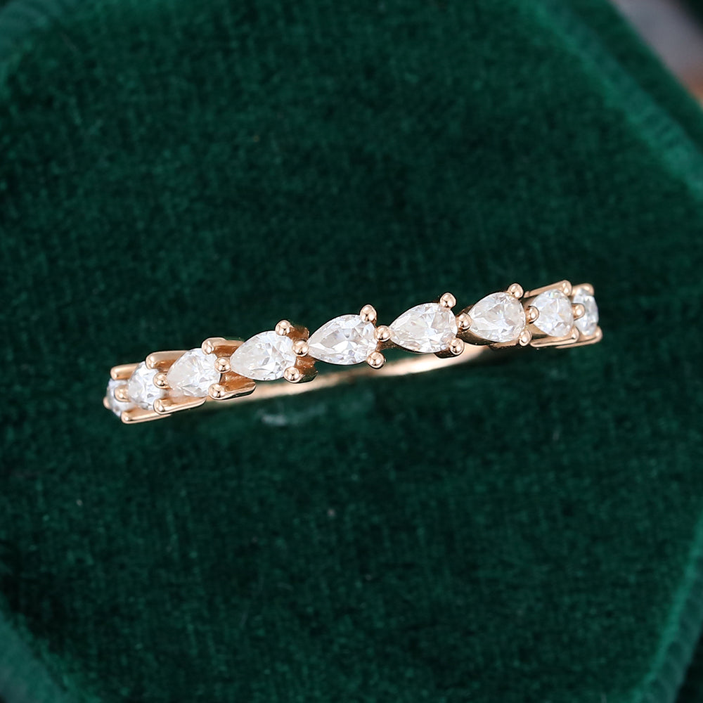 0.11 CT Pear Moissanite Half Eternity Wedding Band - farrellouise