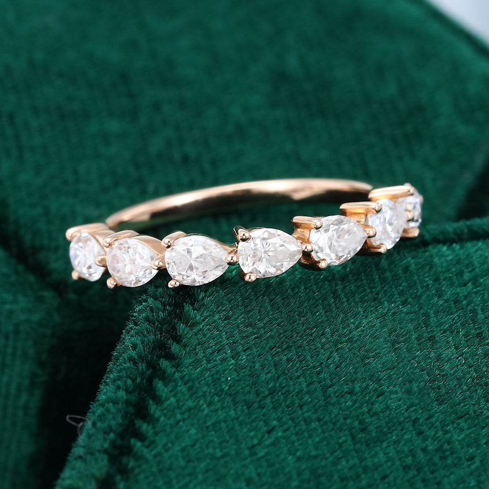 0.15 CT Pear Moissanite Half Eternity Wedding Band - farrellouise