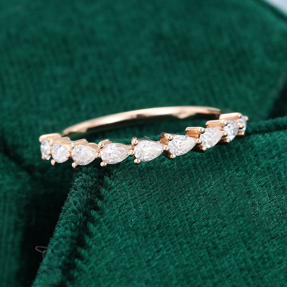 0.11 CT Pear Moissanite Half Eternity Wedding Band - farrellouise