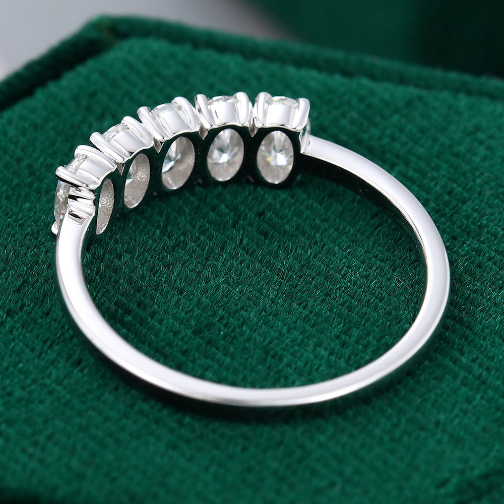 1.29 CT Oval Moissanite Five Stone Wedding Band - farrellouise