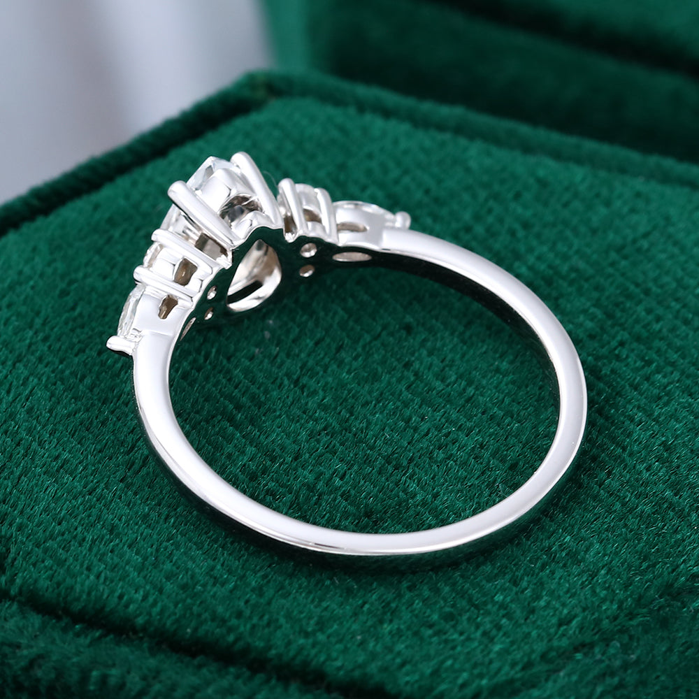 1.0 CT Pear Shaped Moissanite Cluster Engagement Ring - farrellouise