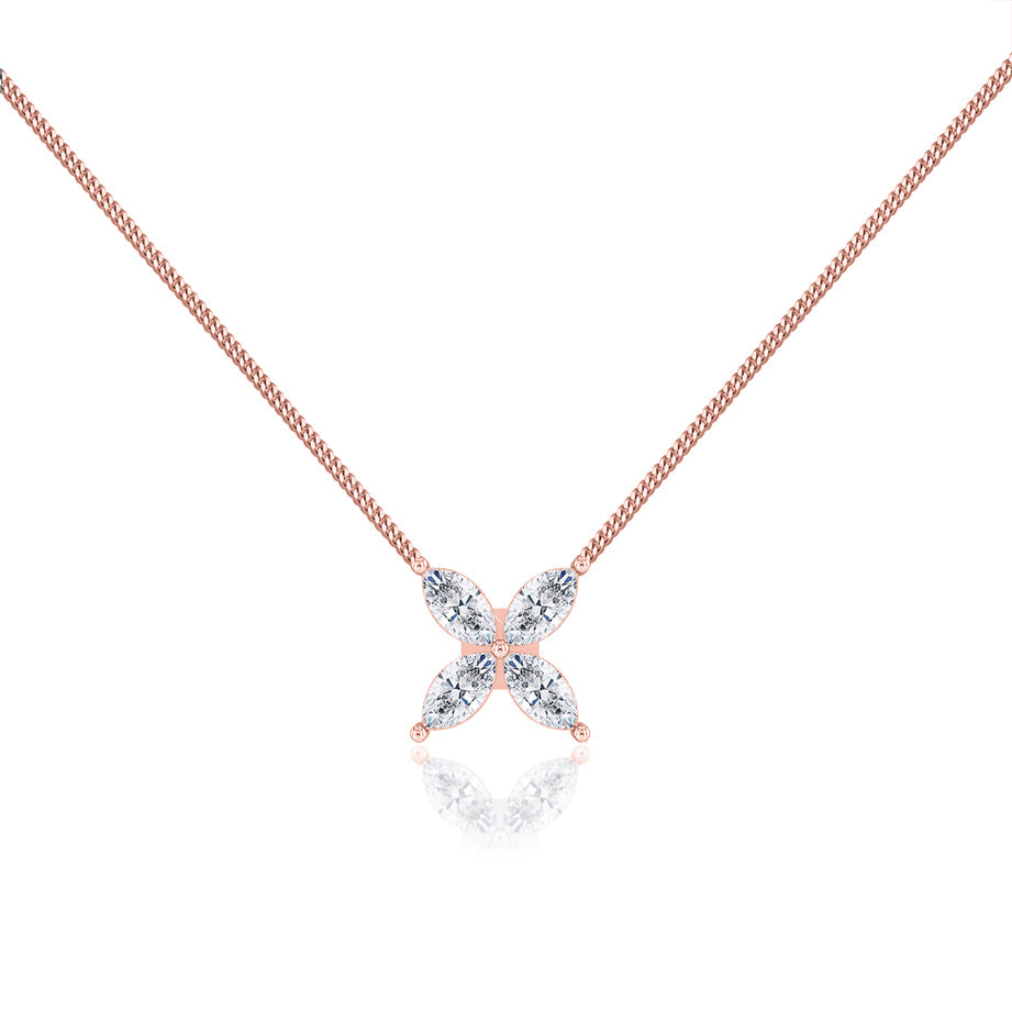 0.23 TCW Marquise Moissanite Diamond Flower Style Necklace - farrellouise
