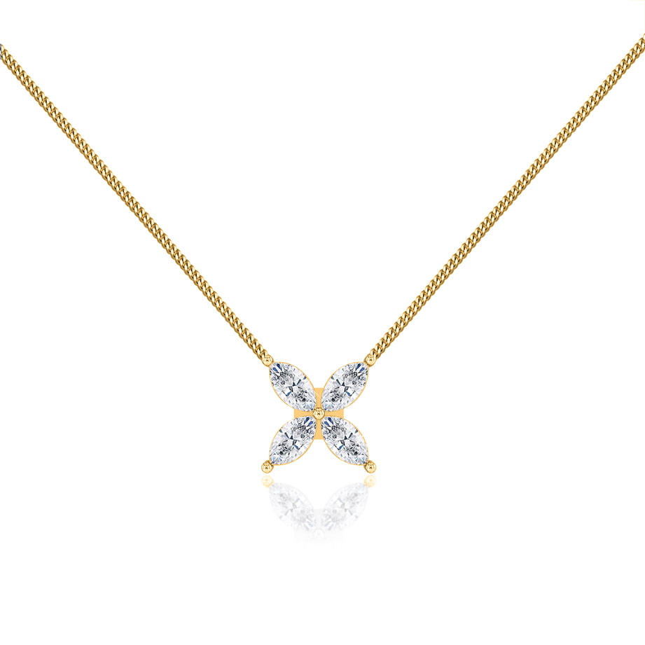 0.23 TCW Marquise Moissanite Diamond Flower Style Necklace - farrellouise