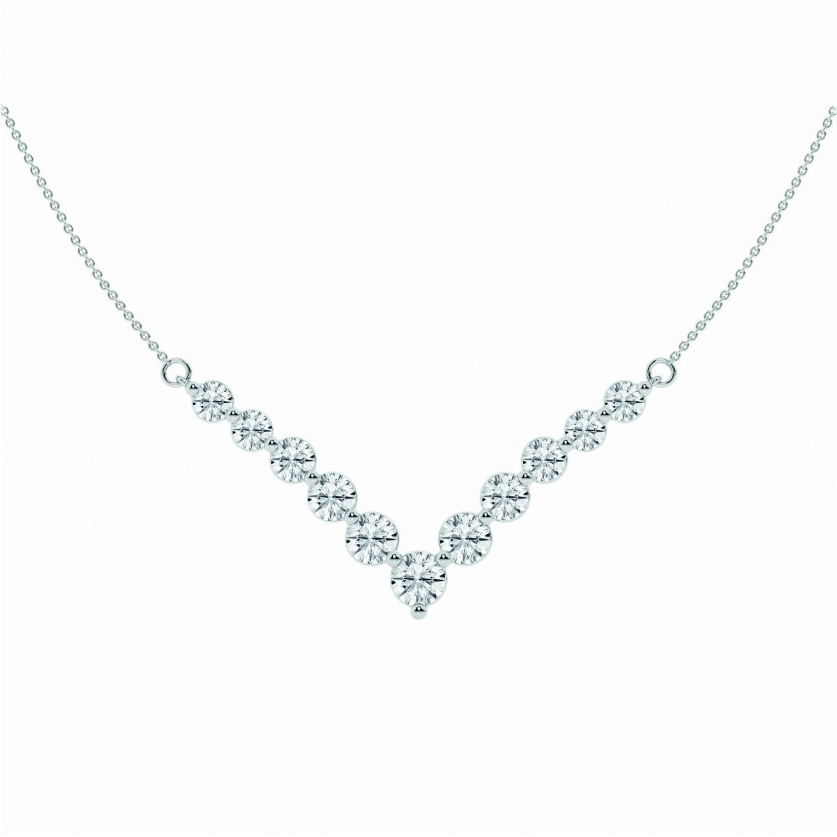 2.15 TCW Round Moissanite Diamond Chevron Style Necklace - farrellouise