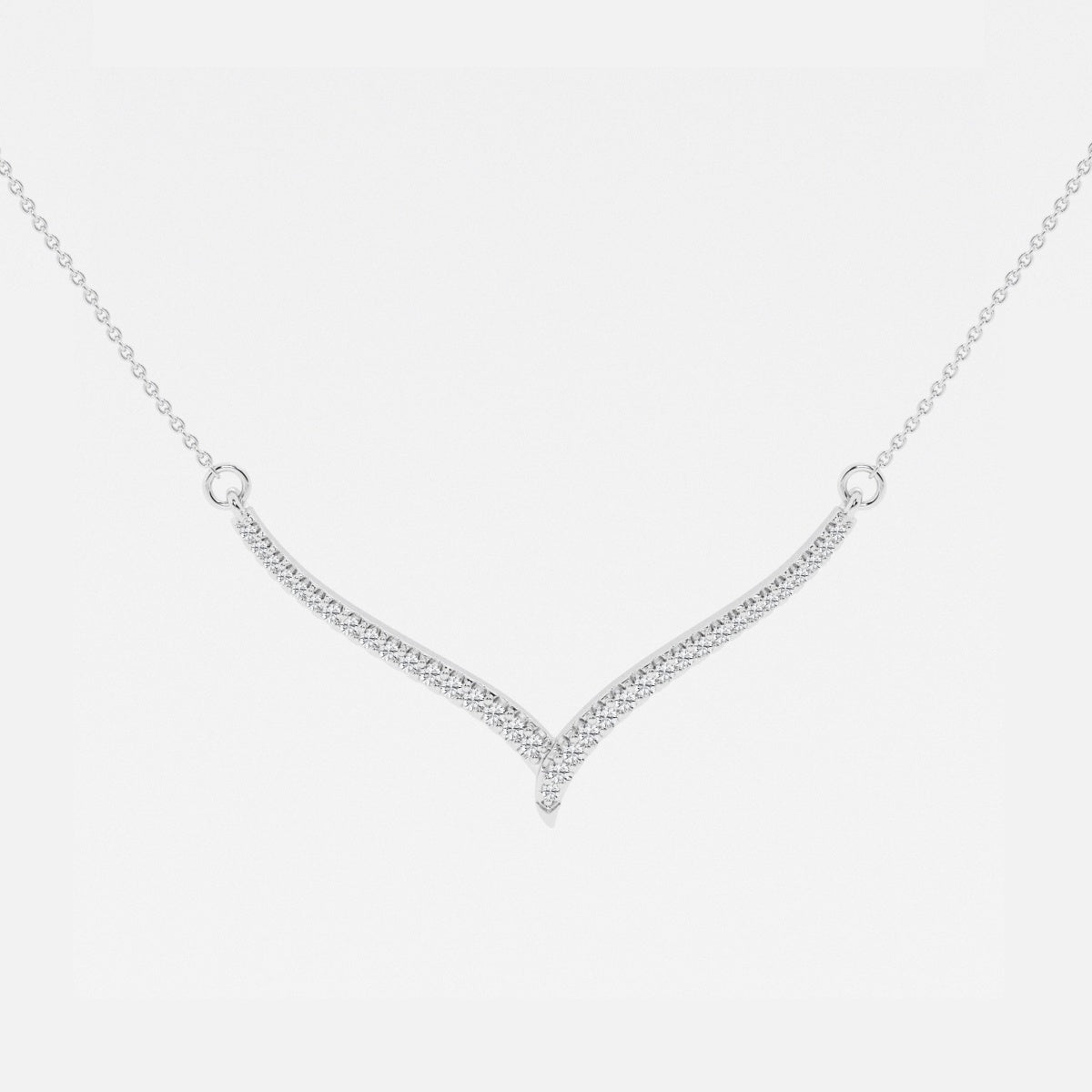 0.16 TCW Round Moissanite Diamond Petite Chevron Necklace - farrellouise