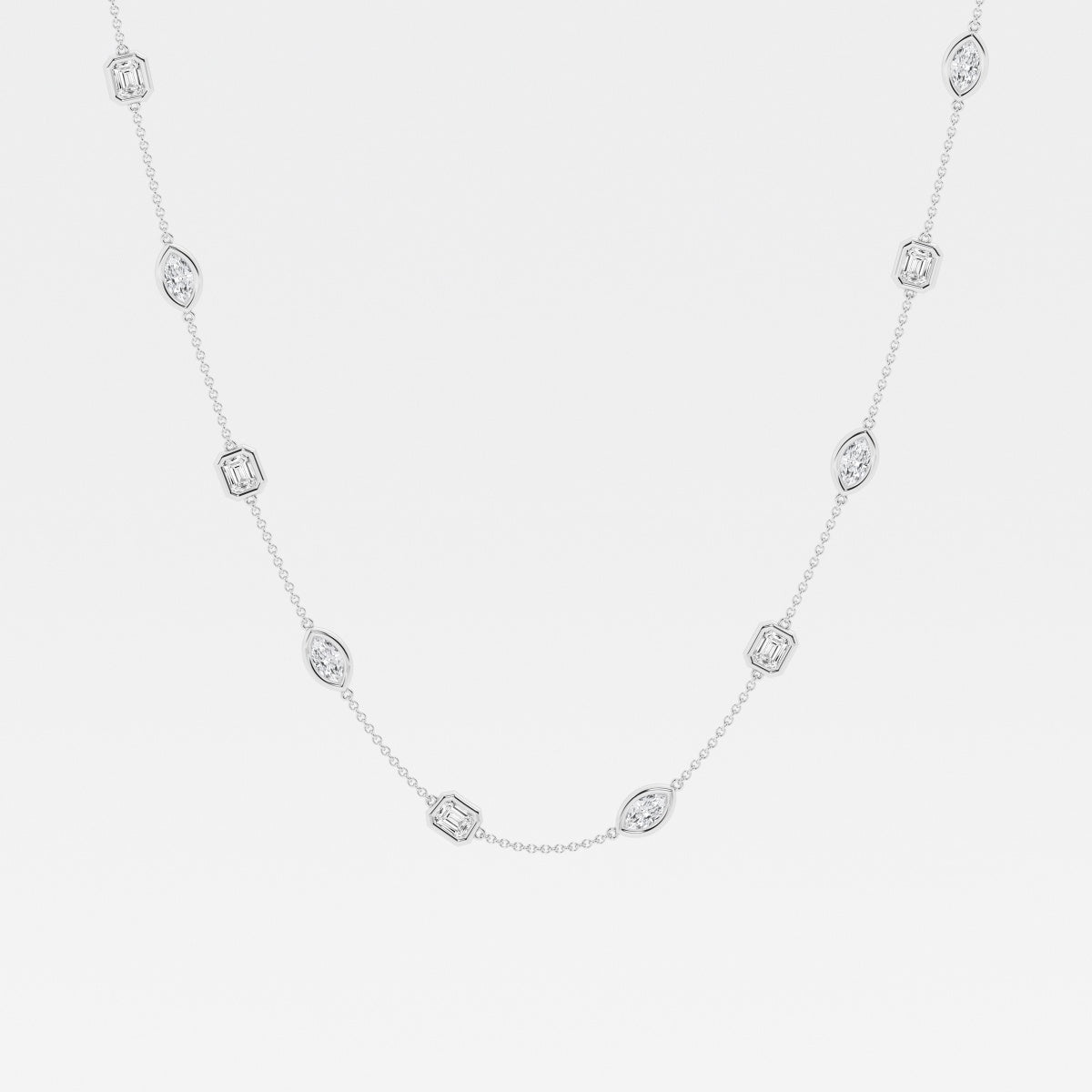 2.80 TCW Marquise & Emerald Moissanite Diamond Bezel Style Necklace - farrellouise