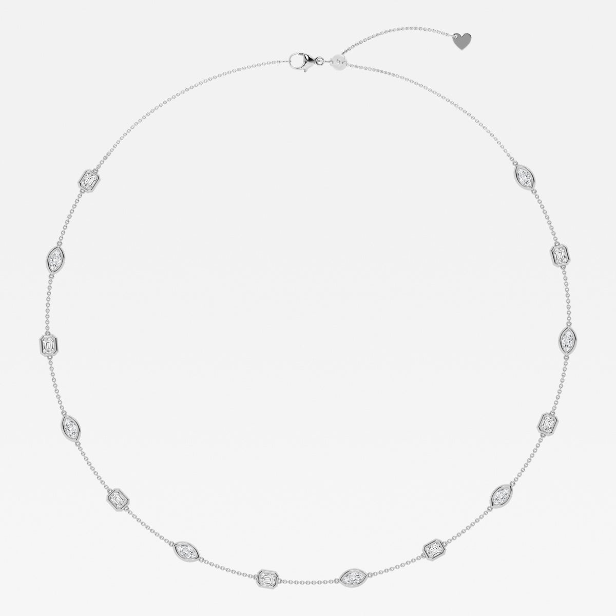 2.80 TCW Marquise & Emerald Moissanite Diamond Bezel Style Necklace - farrellouise