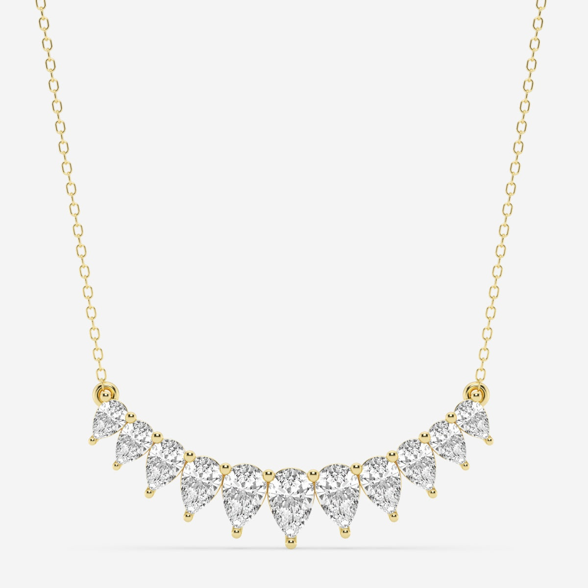 0.30 TCW Pear Moissanite Diamond Graduated Curved Necklace - farrellouise