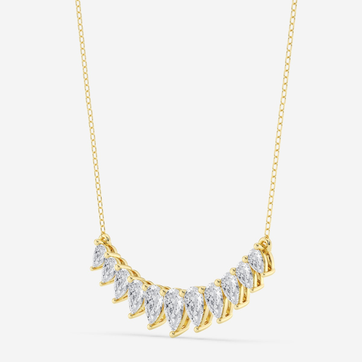 0.30 TCW Pear Moissanite Diamond Graduated Curved Necklace - farrellouise