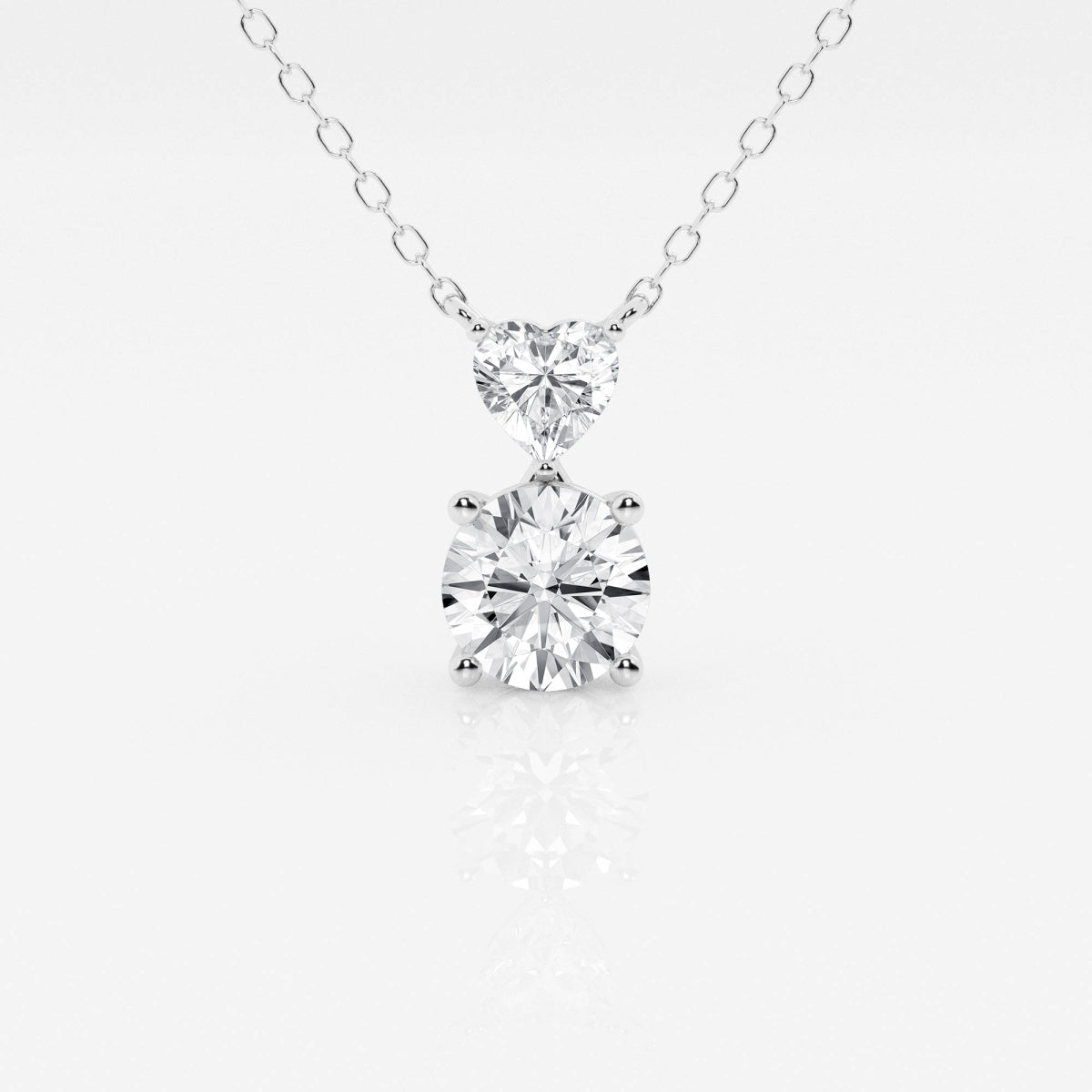 1.33 TCW Round & Heart Moissanite Diamond Two Stone Necklace - farrellouise