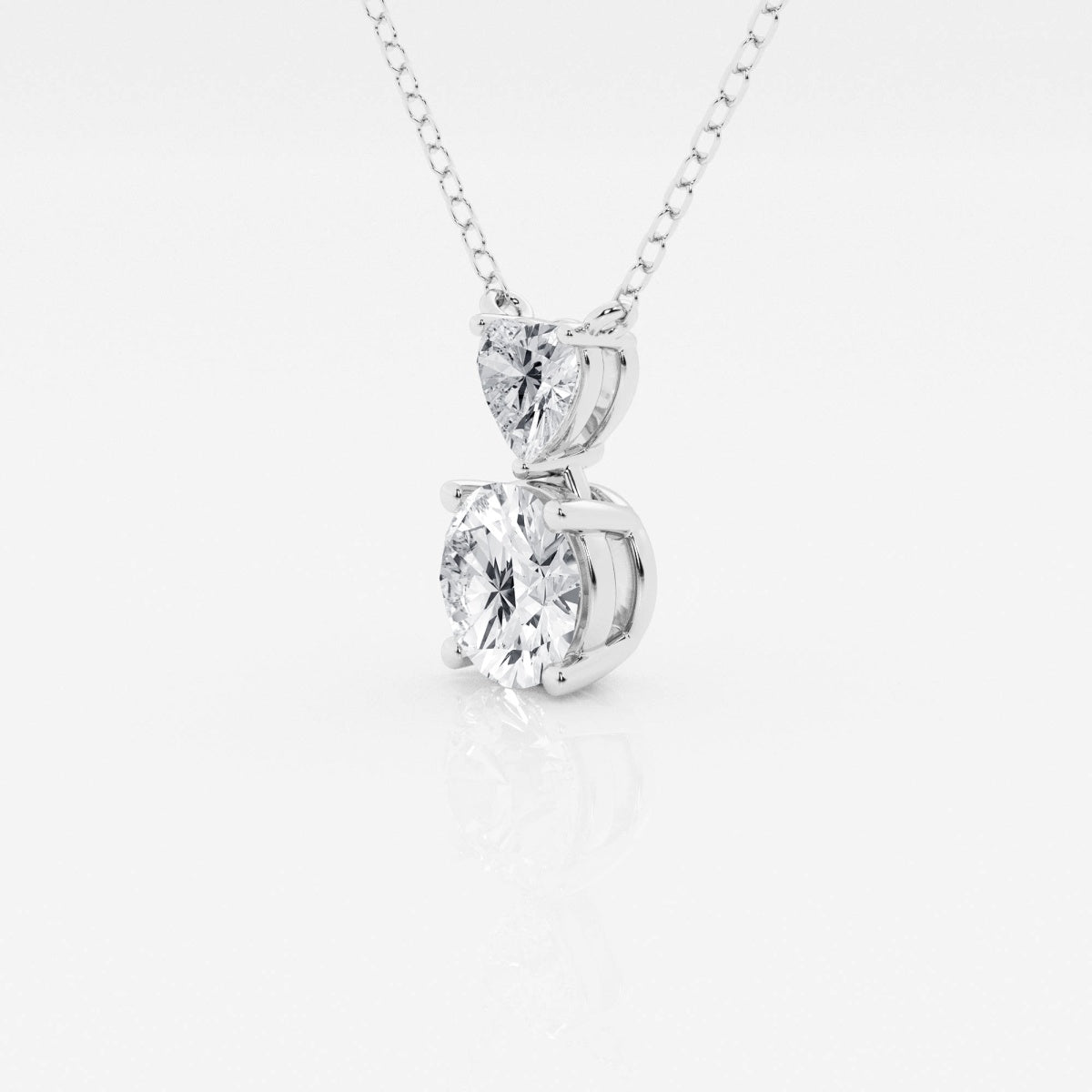 1.33 TCW Round & Heart Moissanite Diamond Two Stone Necklace - farrellouise
