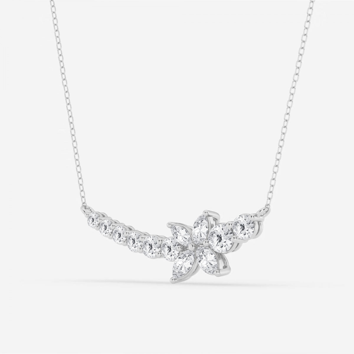 1.66 TCW Marquise & Round Moissanite Diamond Curved Butterfly Necklace - farrellouise