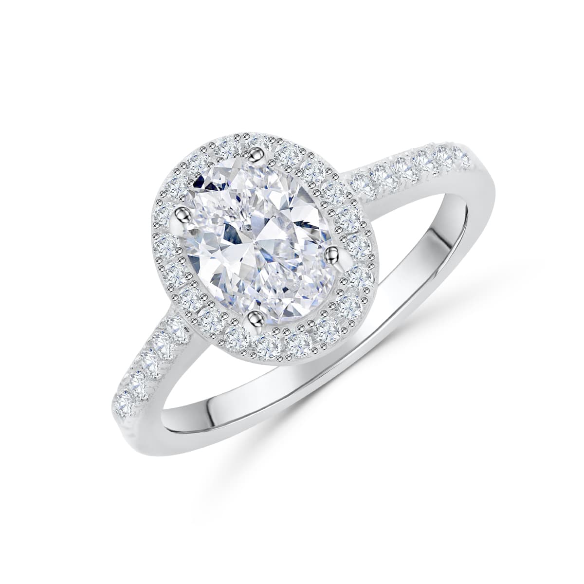 1.50 CT Oval Moissanite Halo & Pave Engagement Ring - farrellouise