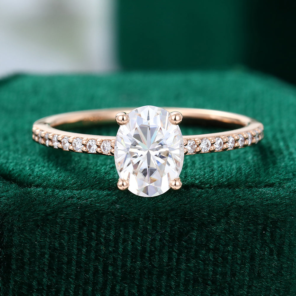 1.33 CT Oval Shaped Moissanite Solitaire Engagement Ring - farrellouise