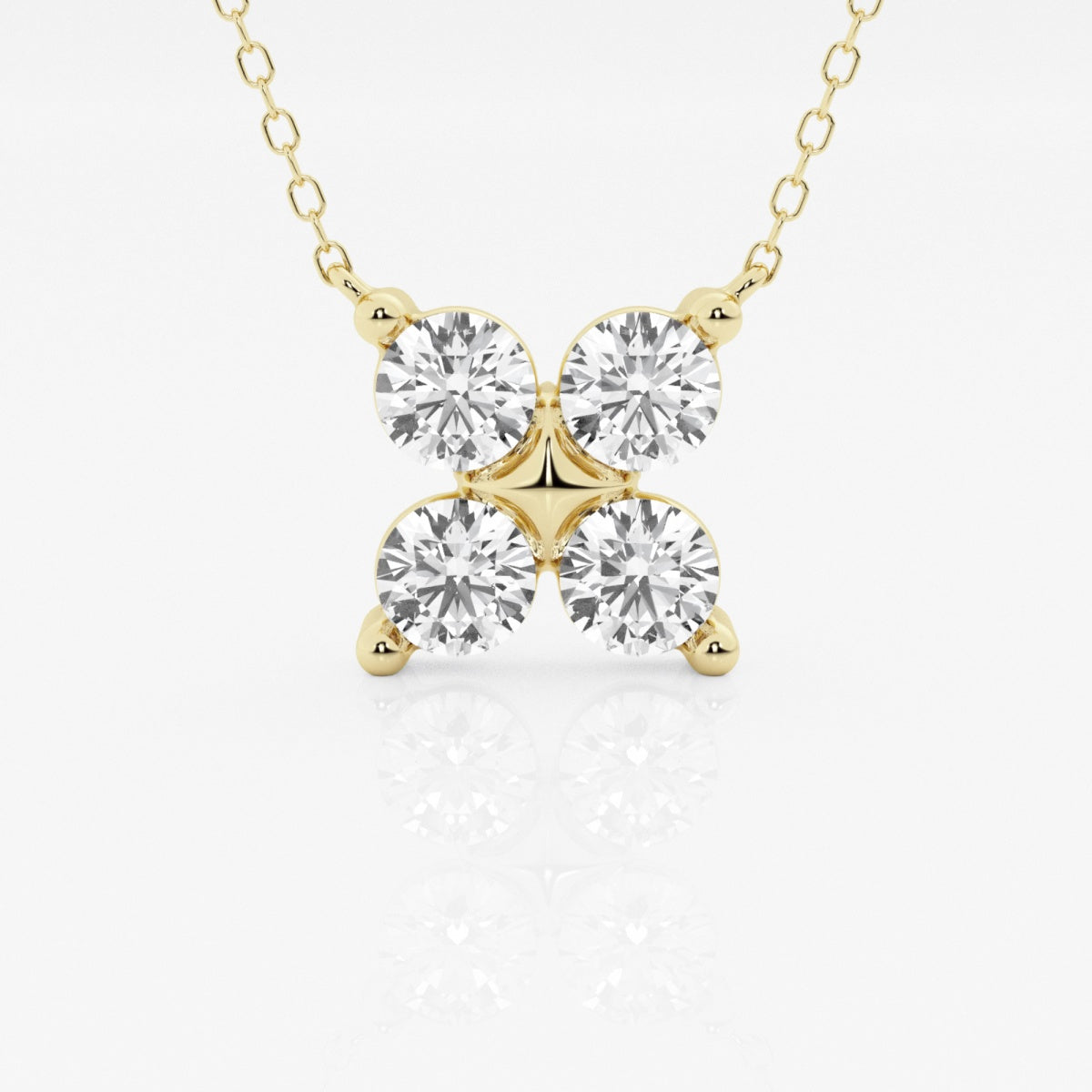 1.50 TCW Round Moissanite Diamond Clover Shape Necklace - farrellouise