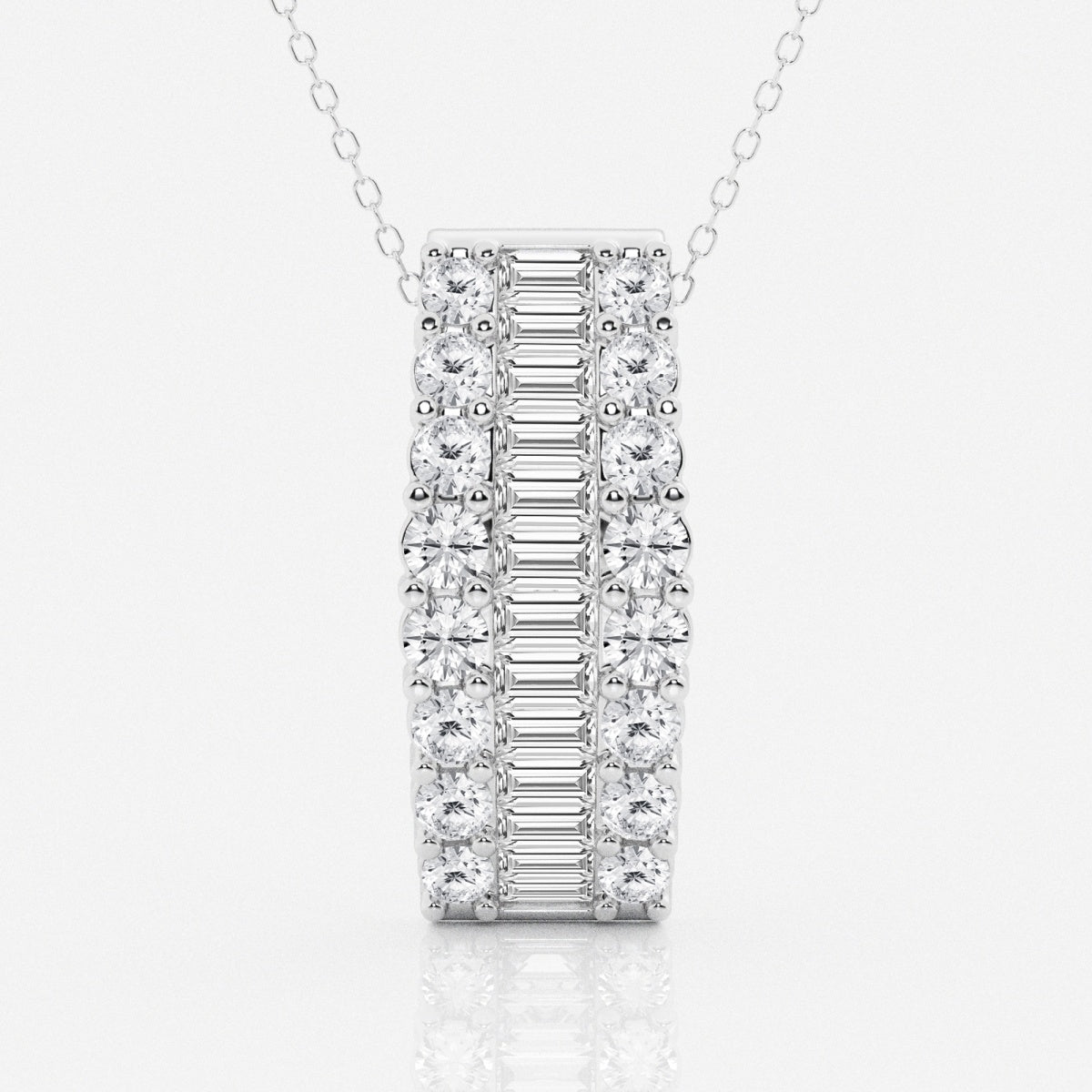 3.0 TCW Round & Baguette Moissanite Diamond Pendant Necklace - farrellouise