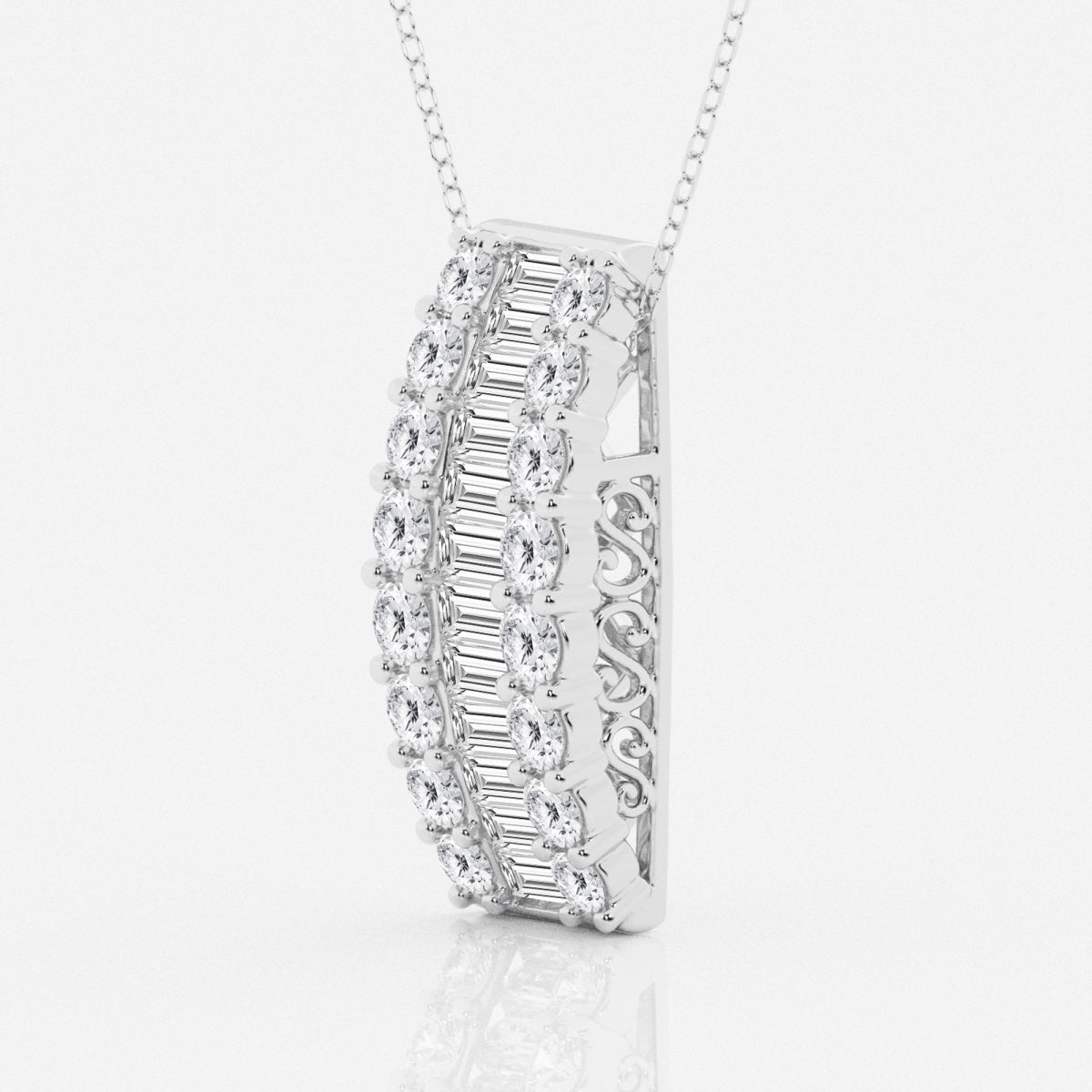 3.0 TCW Round & Baguette Moissanite Diamond Pendant Necklace - farrellouise