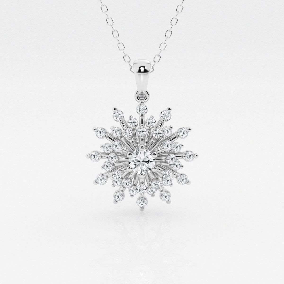 0.69 TCW Round Moissanite Diamond Sunbrust Pendant Necklace - farrellouise