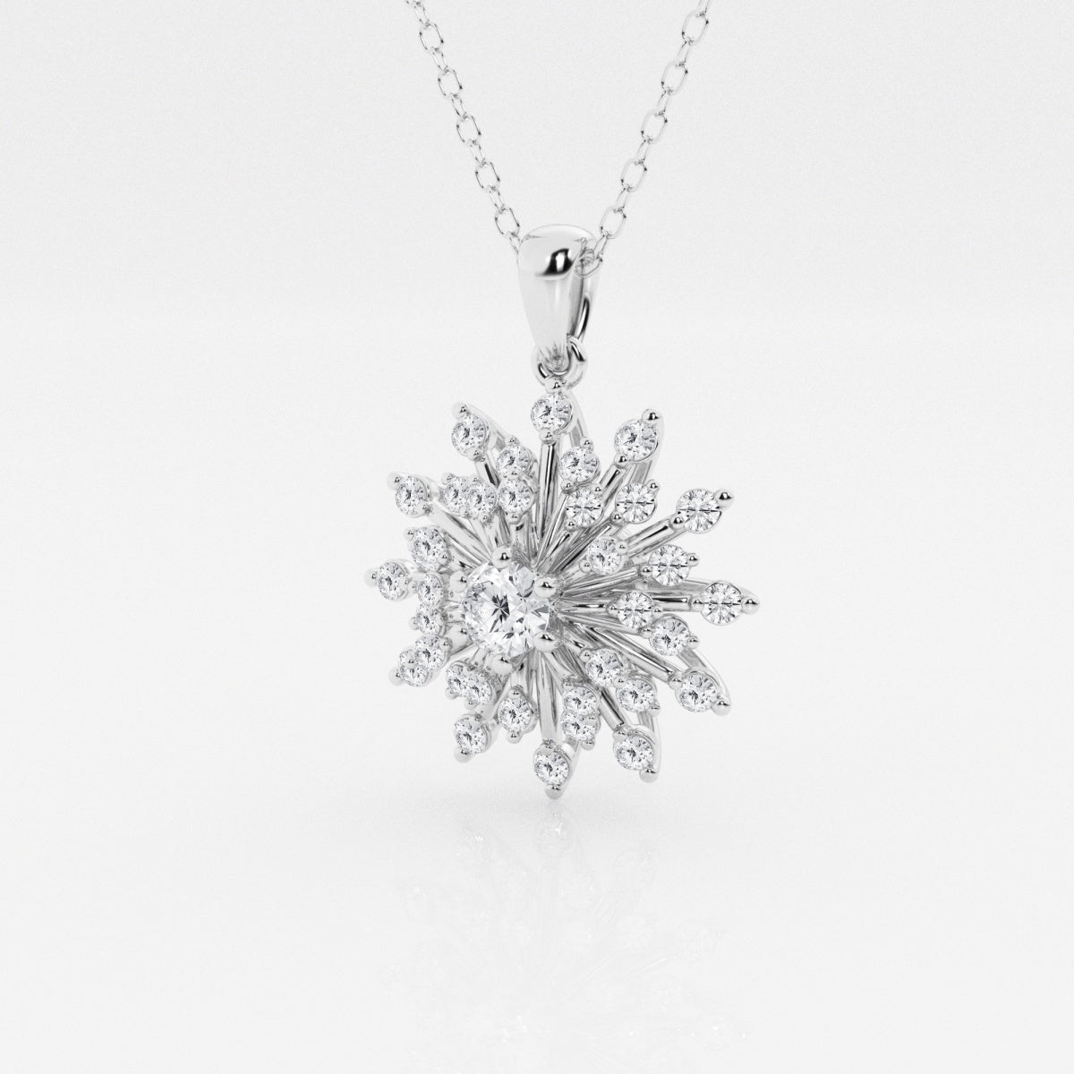 0.69 TCW Round Moissanite Diamond Sunbrust Pendant Necklace - farrellouise