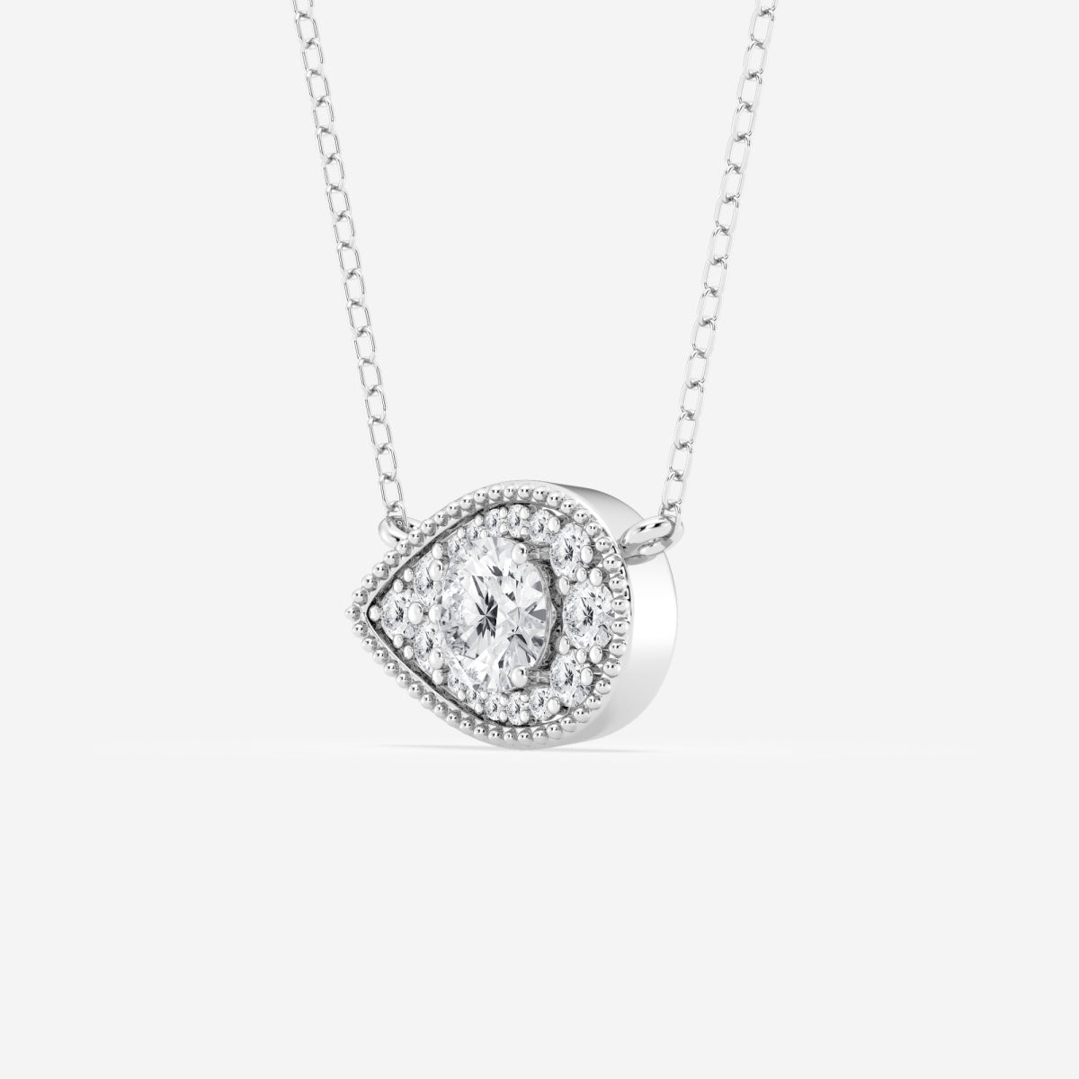 0.73 TCW Round Moissanite Diamond East West Pear Pendant Necklace - farrellouise