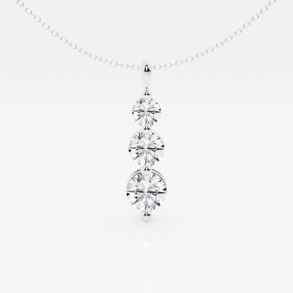 1.50 TCW Round Moissanite Diamond Three-Stone Drop Pendant Necklace - farrellouise