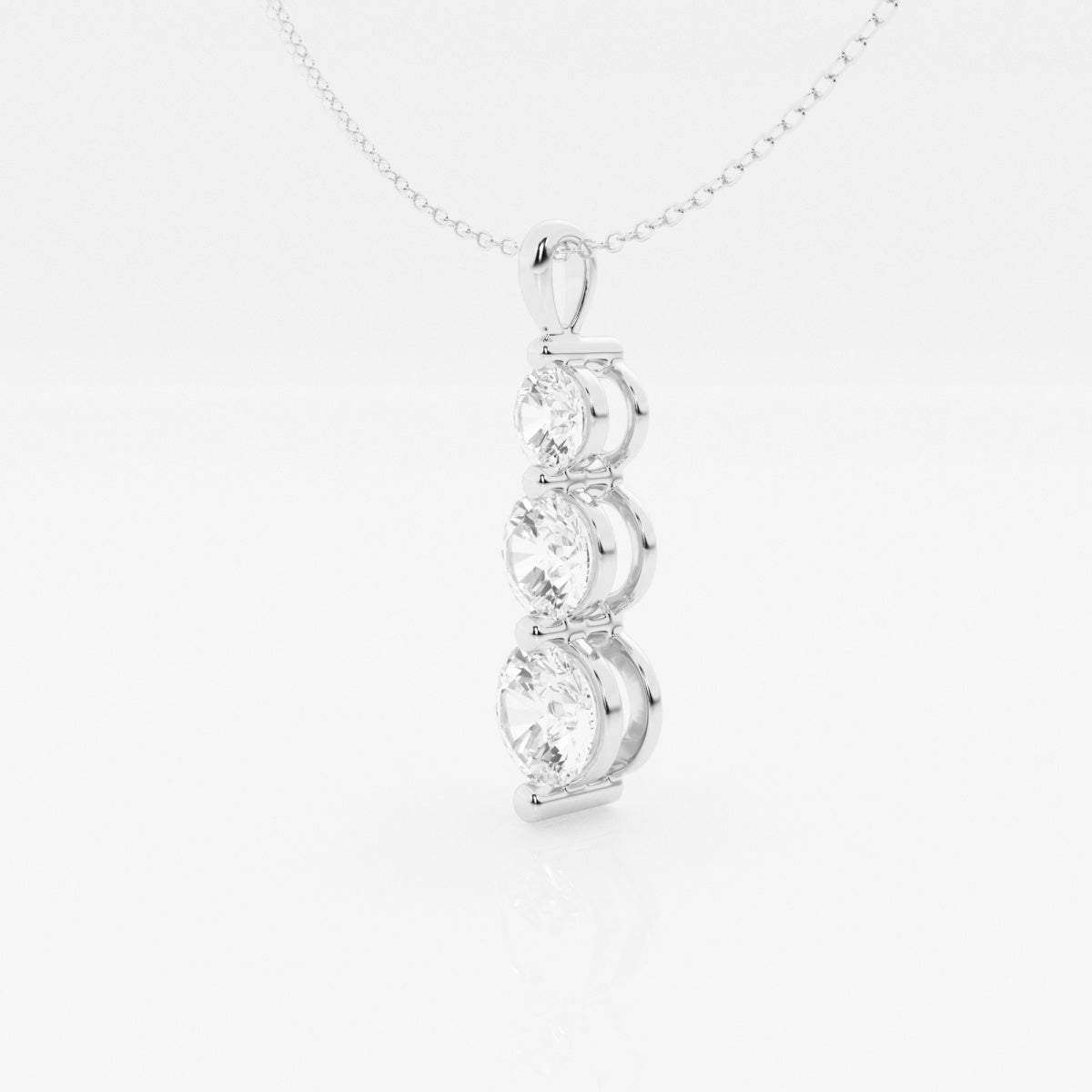 1.50 TCW Round Moissanite Diamond Three-Stone Drop Pendant Necklace - farrellouise