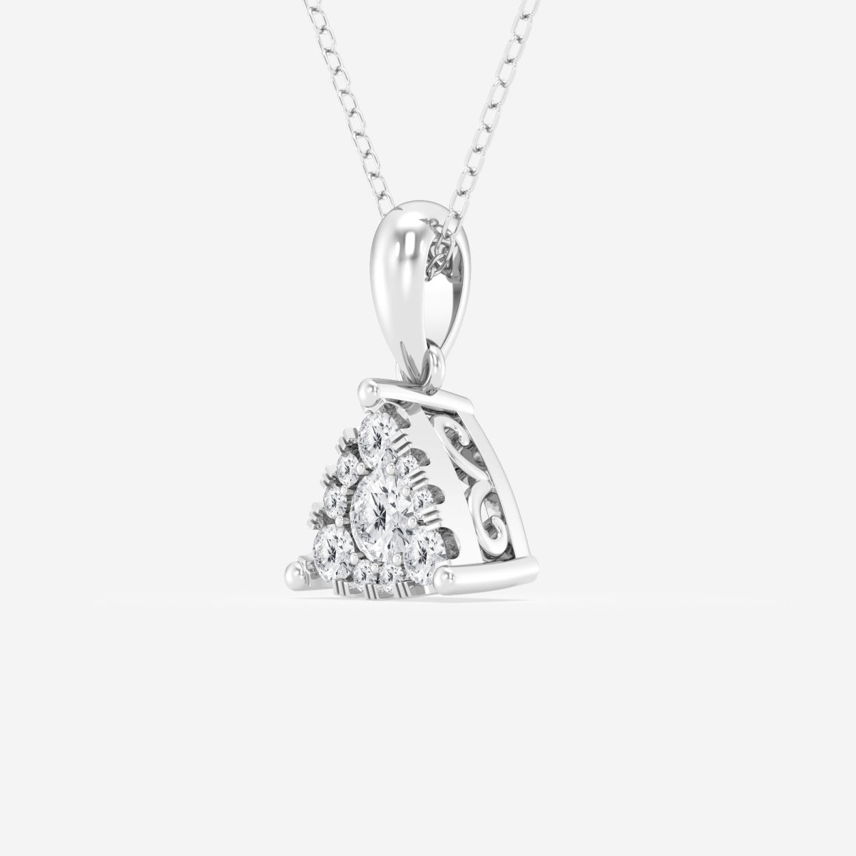 0.50 TCW Round Moissanite Diamond Triangle Cluster Necklace - farrellouise