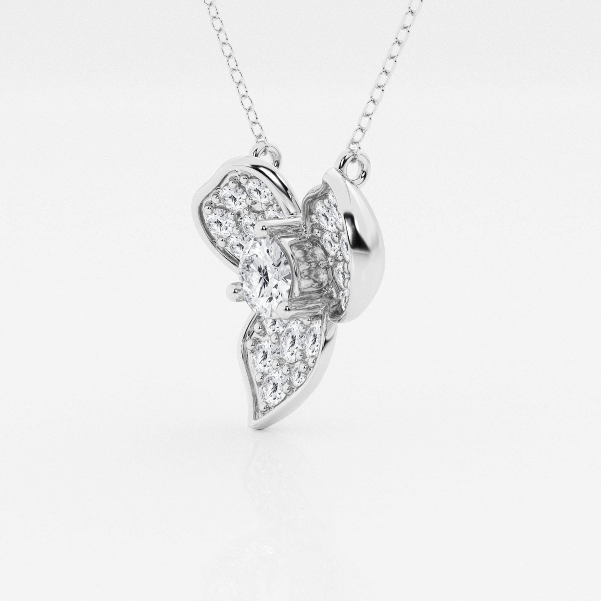 0.38 CT Round Moissanite Diamond Pave Flower Pendant Necklace - farrellouise