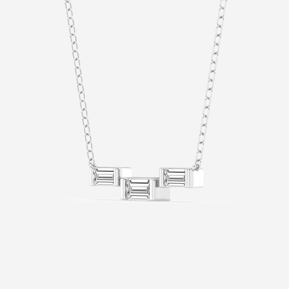 0.25 TCW Baguette Moissanite Diamond Three Stone Necklace - farrellouise