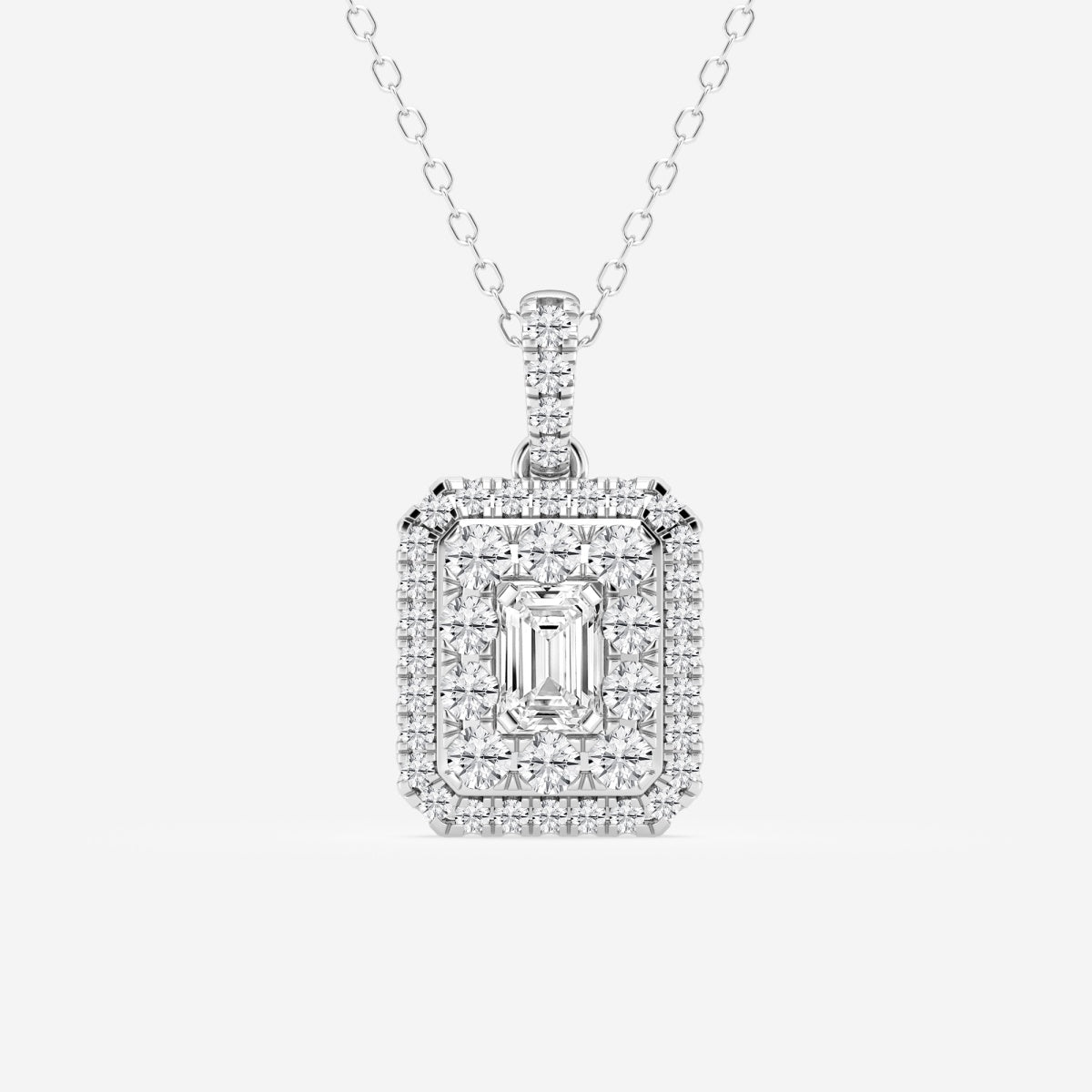 0.33 CT Emerald Moissanite Diamond Halo Style Necklace - farrellouise