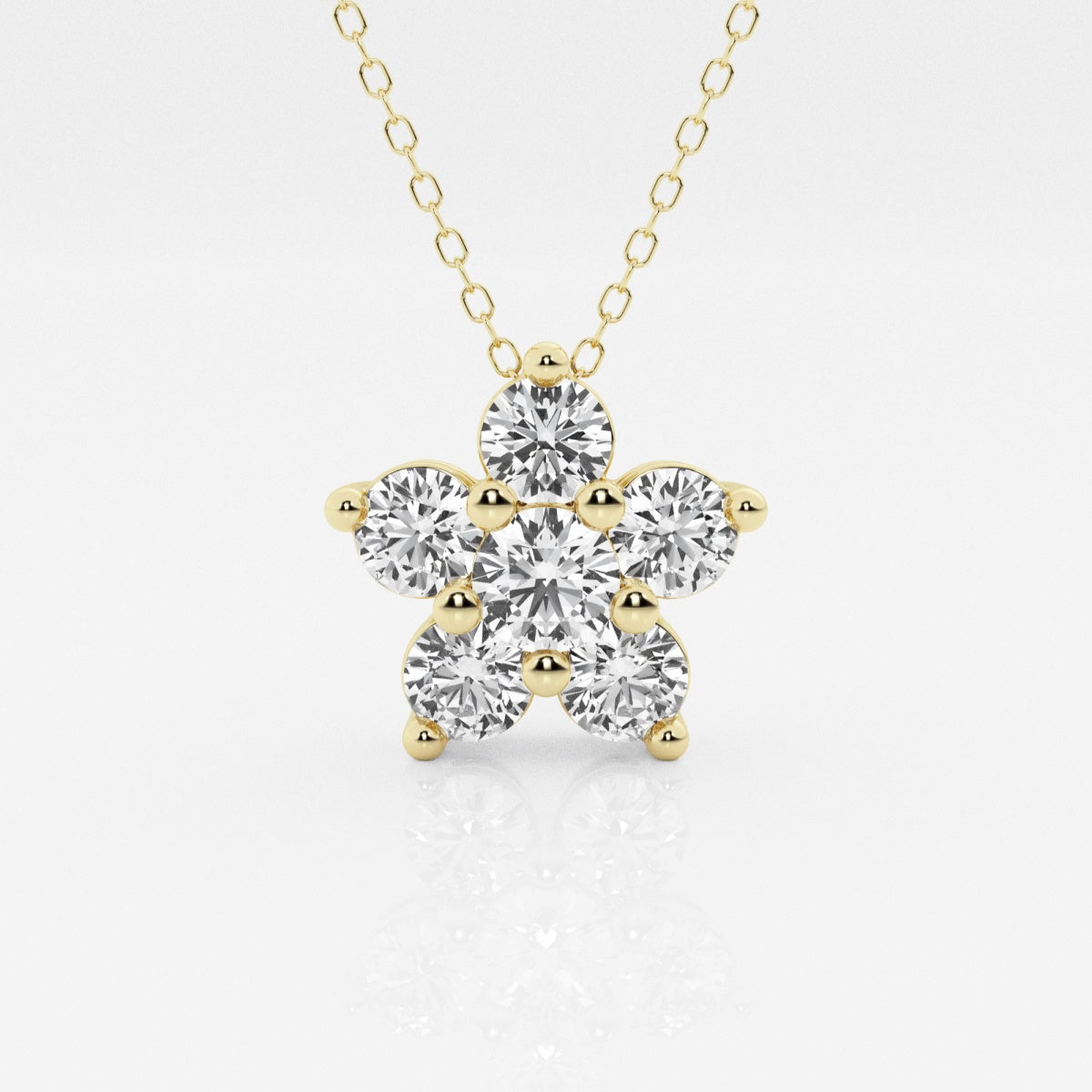 1.50 TCW Round Moissanite Diamond Flower Pendant Necklace - farrellouise