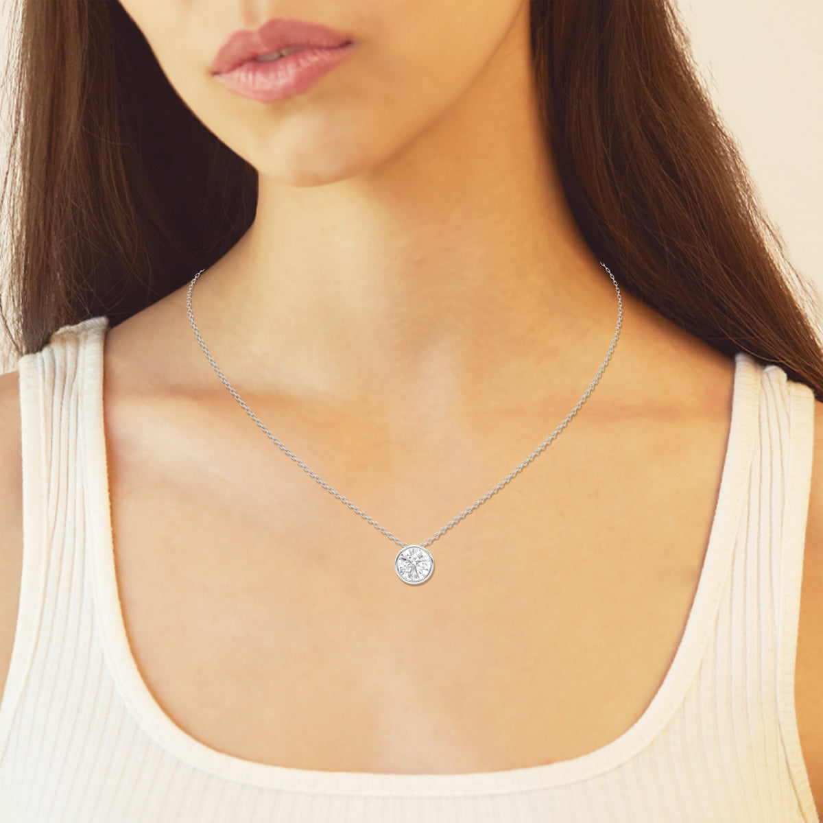 1.0 CT Round Moissanite Diamond Solitaire Necklace - farrellouise