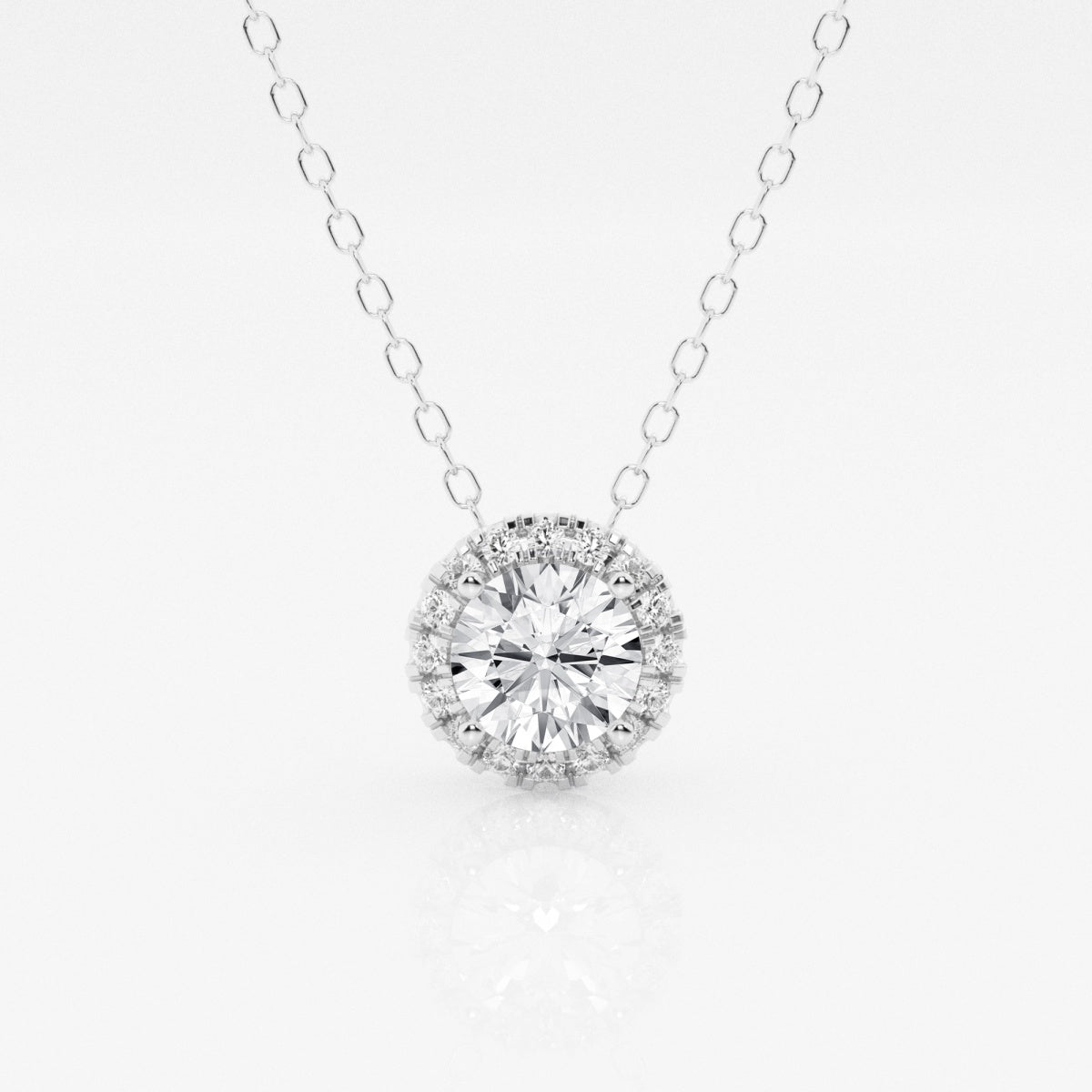0.50 CT Round Moissanite Diamond Halo Necklace - farrellouise