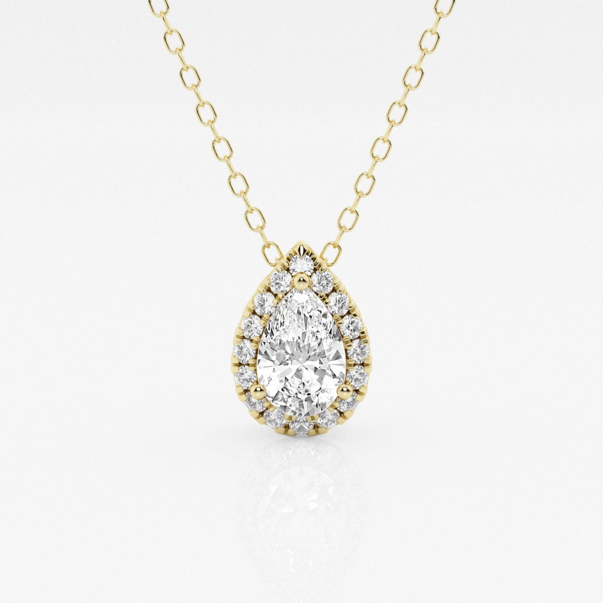 0.50 CT Pear Moissanite Diamond Halo Style Necklace - farrellouise