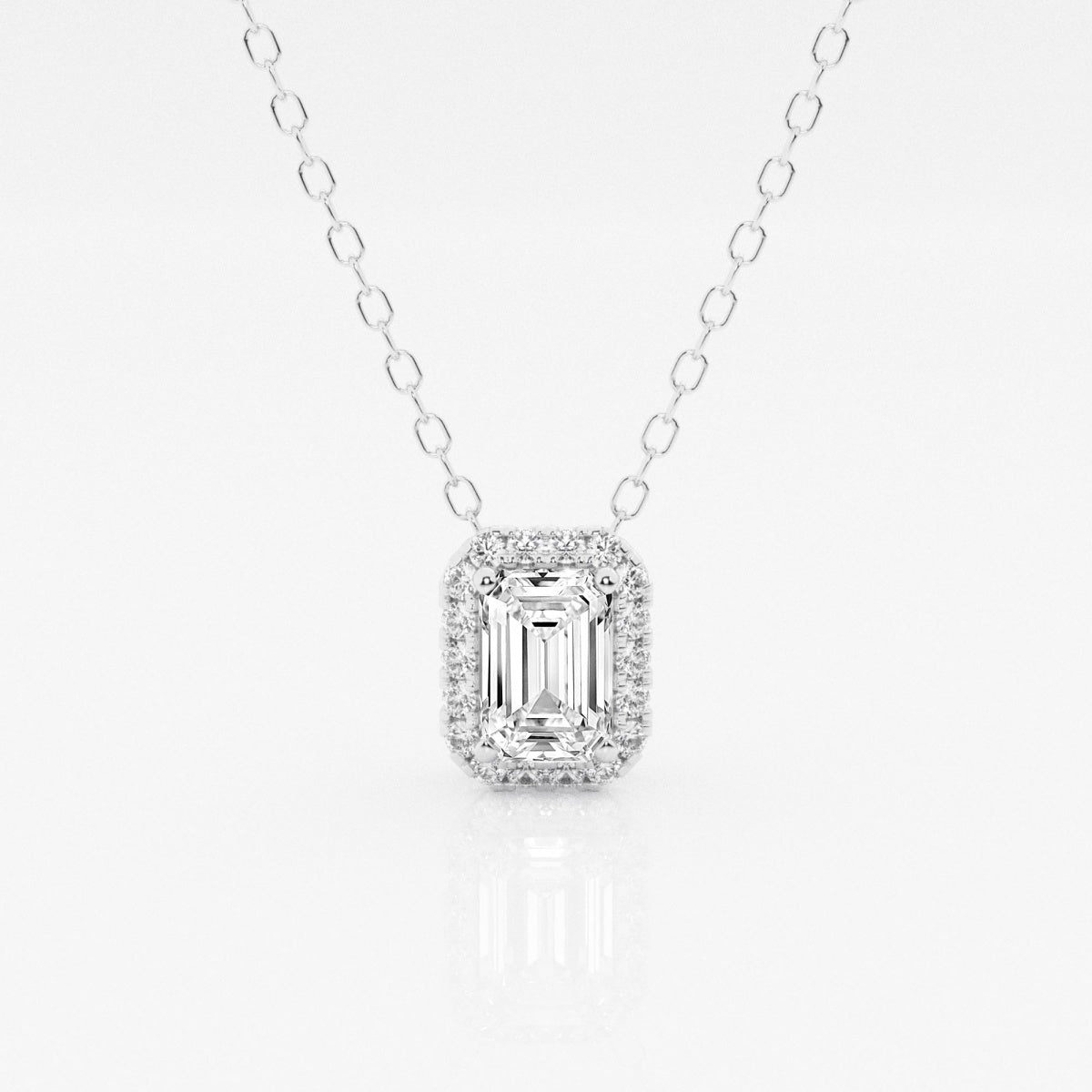 0.50 TC Emerald Moissanite Diamond Halo Style Necklace - farrellouise