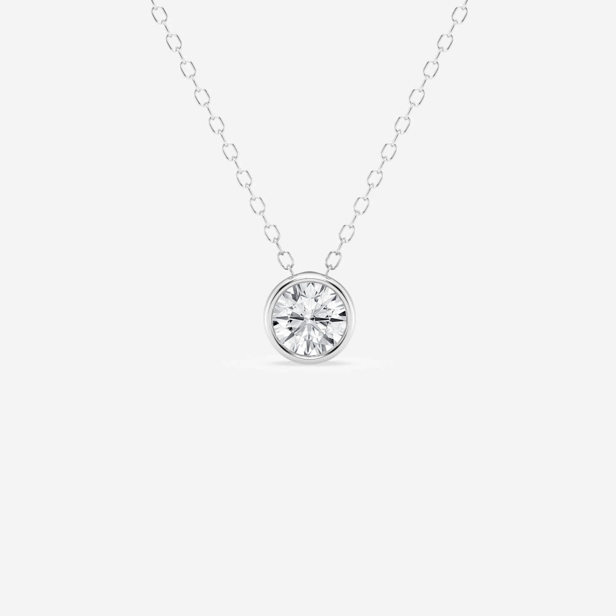0.50 CT Round Moissanite Diamond Bezel Solitaire Necklace - farrellouise