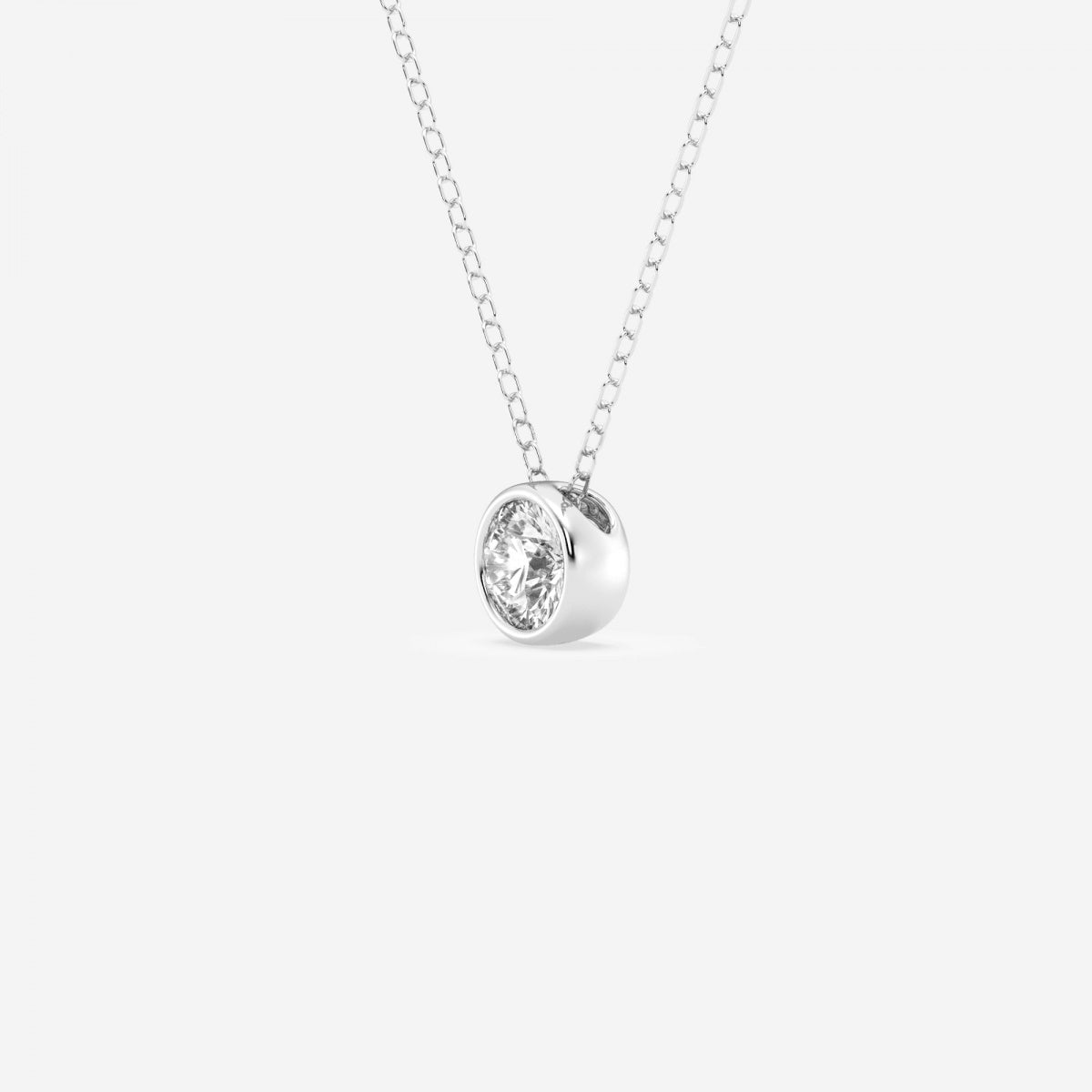 0.50 CT Round Moissanite Diamond Bezel Solitaire Necklace - farrellouise