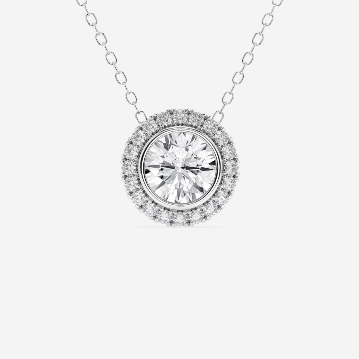 1.50 TCW Round Moissanite Diamond Halo Style Necklace - farrellouise