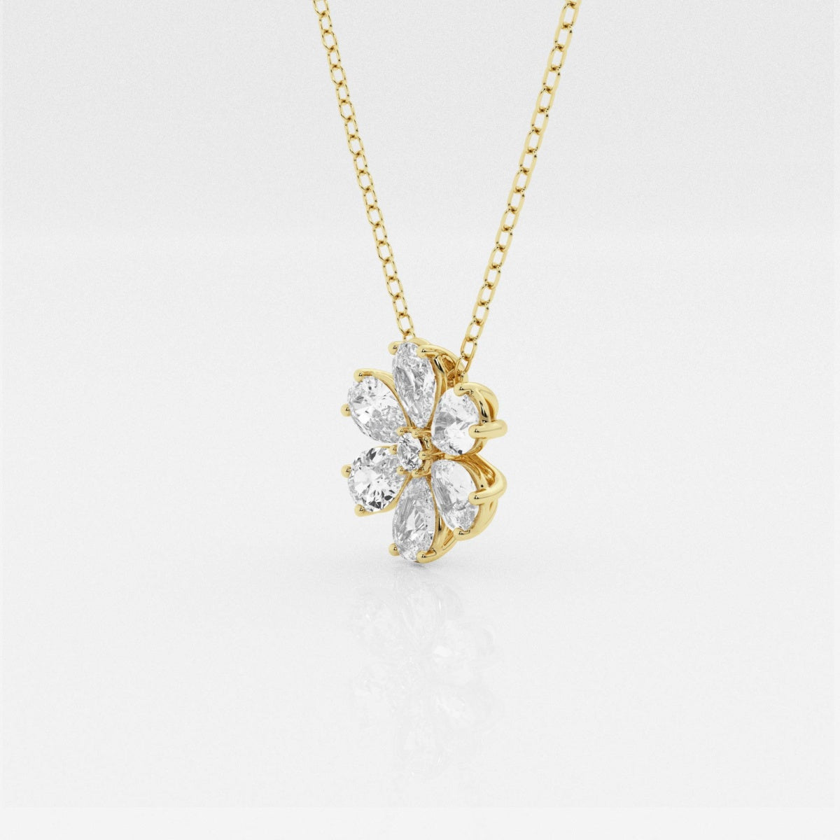 0.93 TCW Round & Pear Moissanite Diamond Flower Pandant Necklace - farrellouise