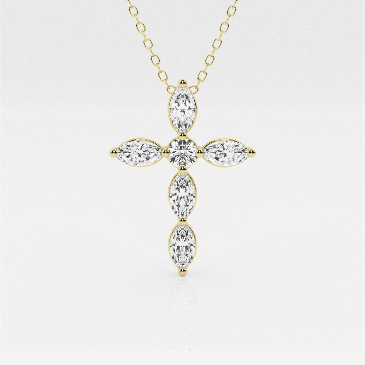 1.0 TCW Round & Marquise Moissanite Diamond Cross Necklace - farrellouise