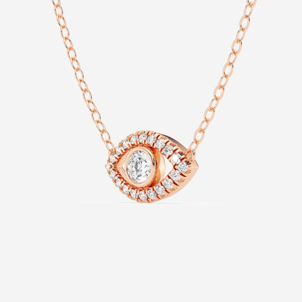 0.35 TCW Round Moissanite Diamond Evil Eye Necklace - farrellouise