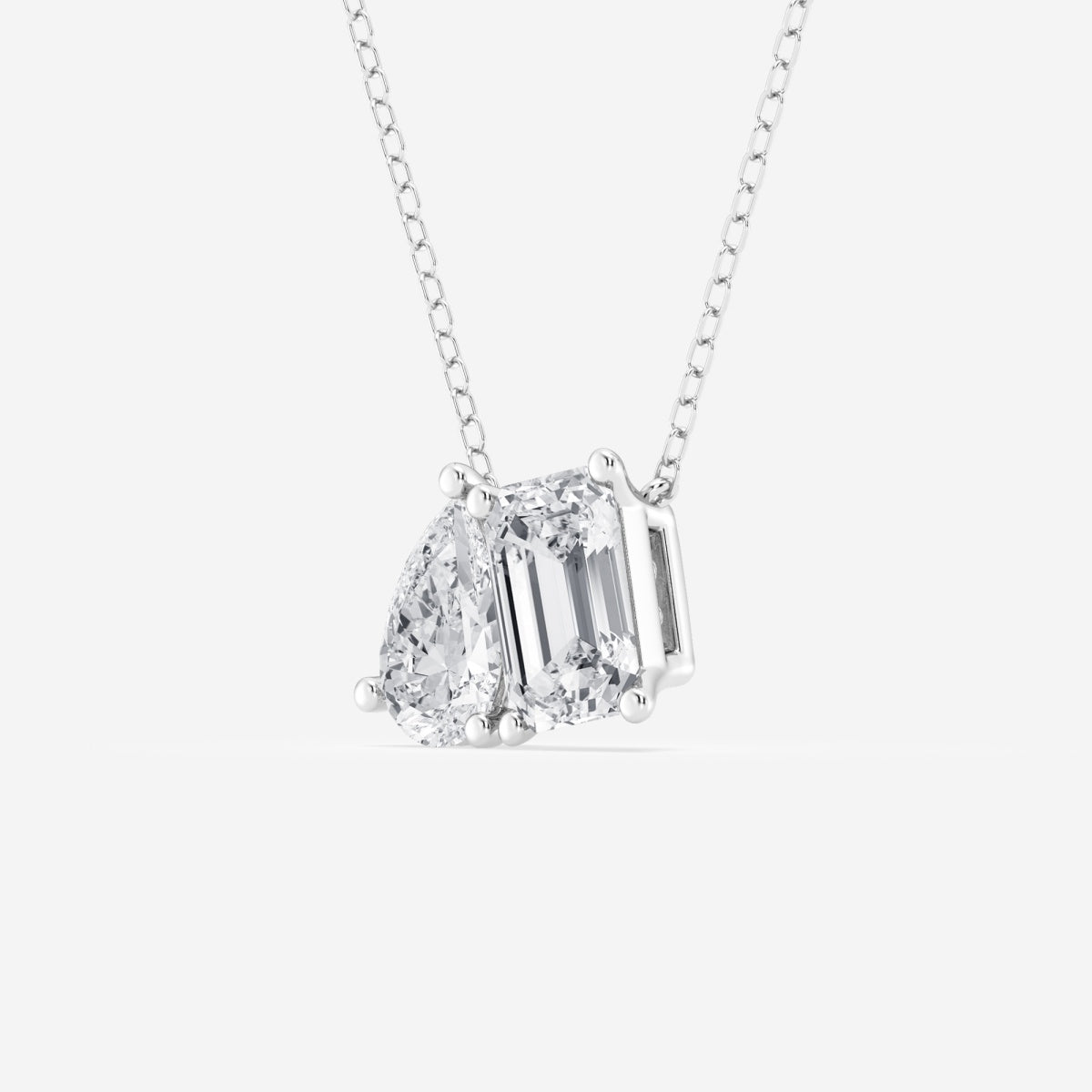2.22 TCW Emerald & Pear Moissanite Diamond Two Stone Necklace - farrellouise