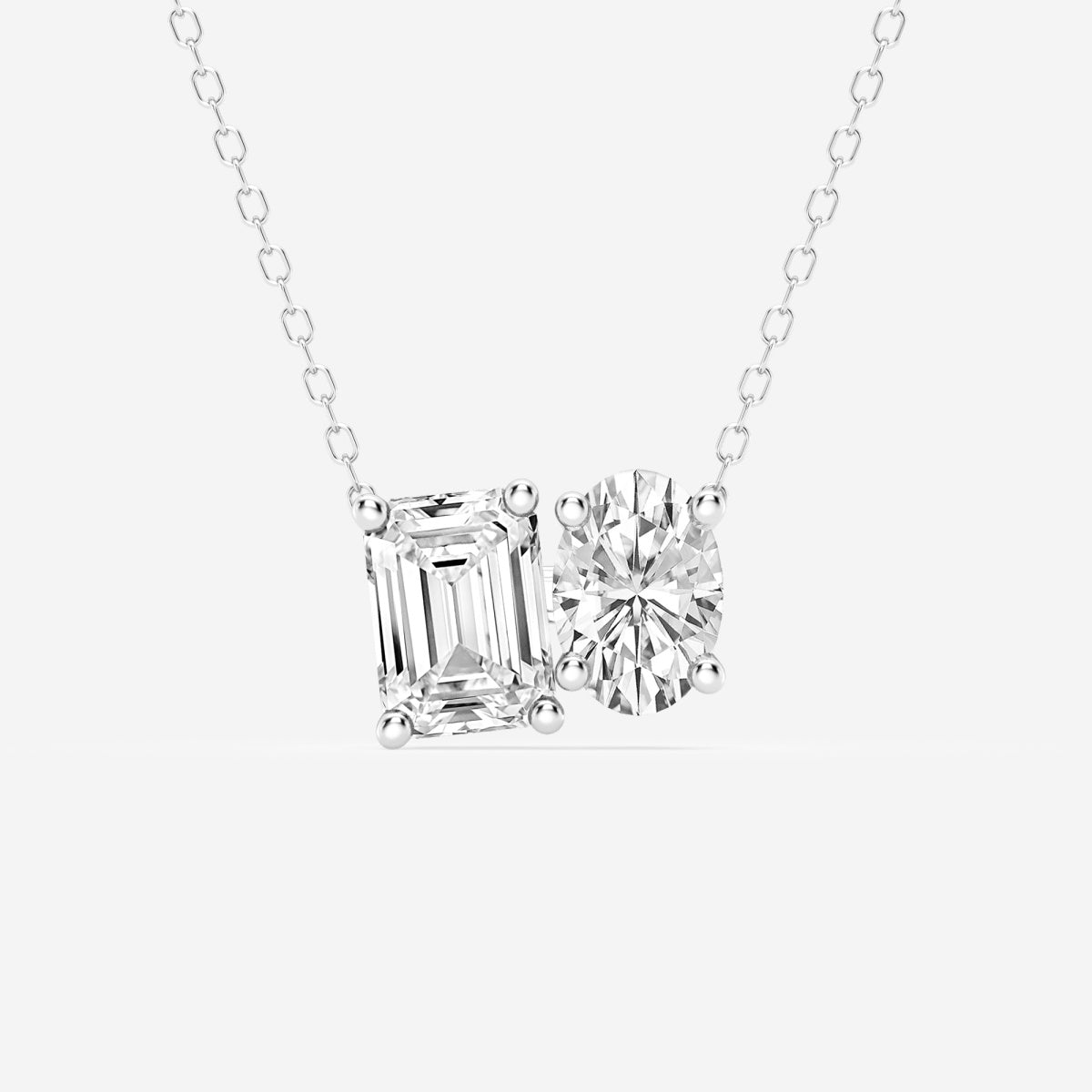 2.40 TCW Emerald & Oval Moissanite Diamond Two Stone Necklace - farrellouise