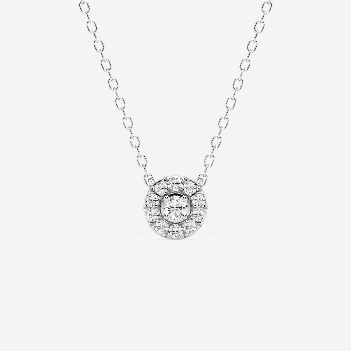 0.14 TCW Round Moissanite Diamond Halo Necklace - farrellouise