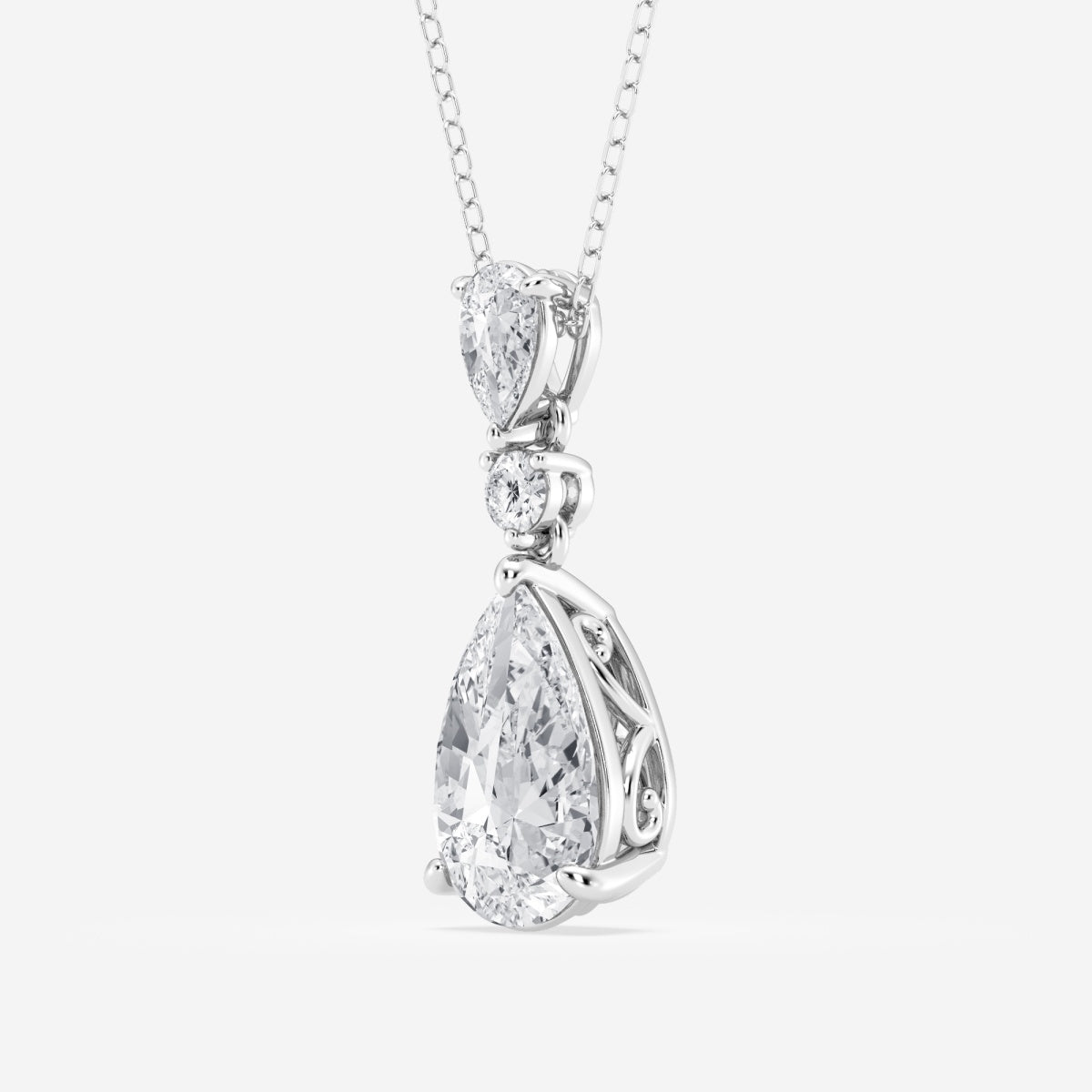 3.50 CT Pear Moissanite Diamond Three Stone Necklace - farrellouise
