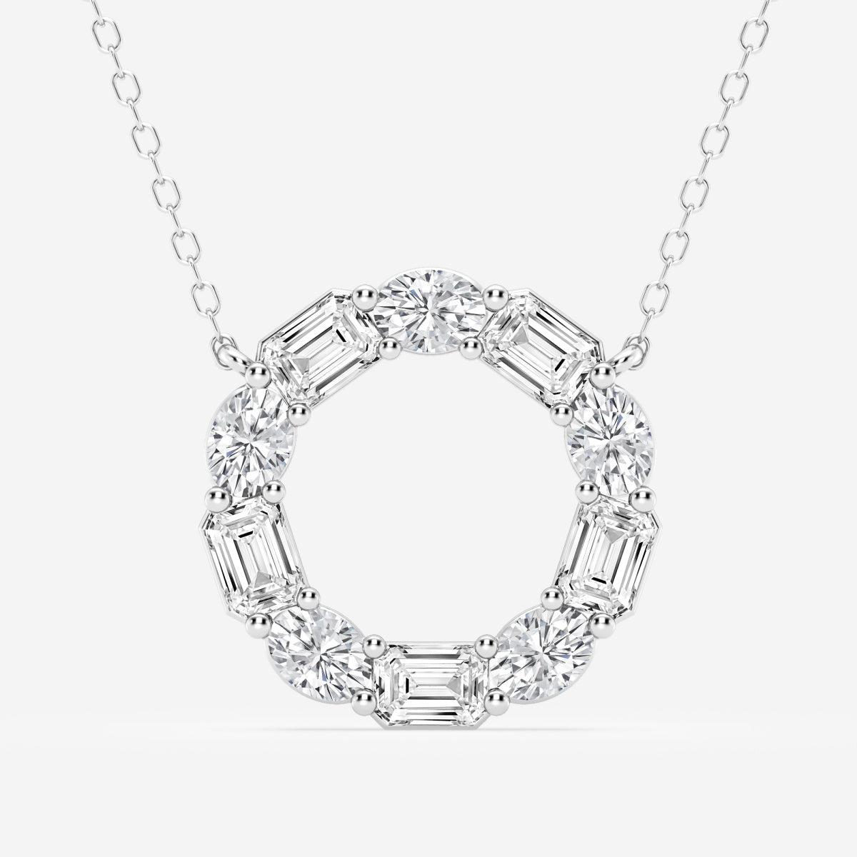 3.0 TCW Emerald & Oval Moissanite Diamond Circle Pendant Necklace - farrellouise